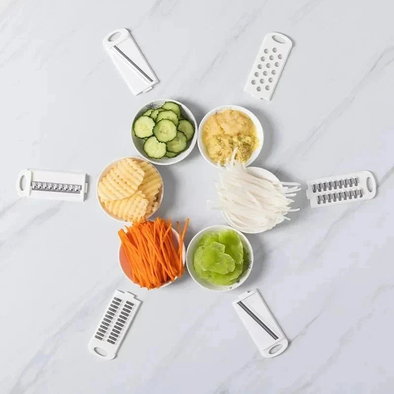 Multifunctional Kitchen Slicer – Durable Plastic, 9-in-1 Cutting Solution for Vegetables and Potatoes