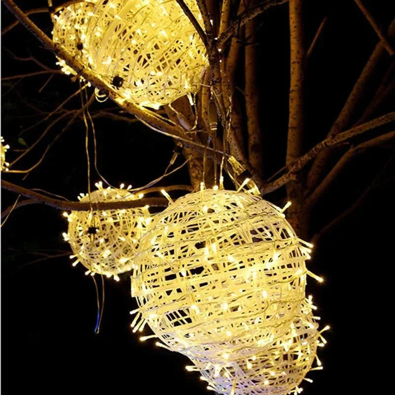 LED-lichtbollen – rotanpatroon, sfeervolle verlichting voor binnen en buiten, ideaal voor tuinfeesten en feestdagen