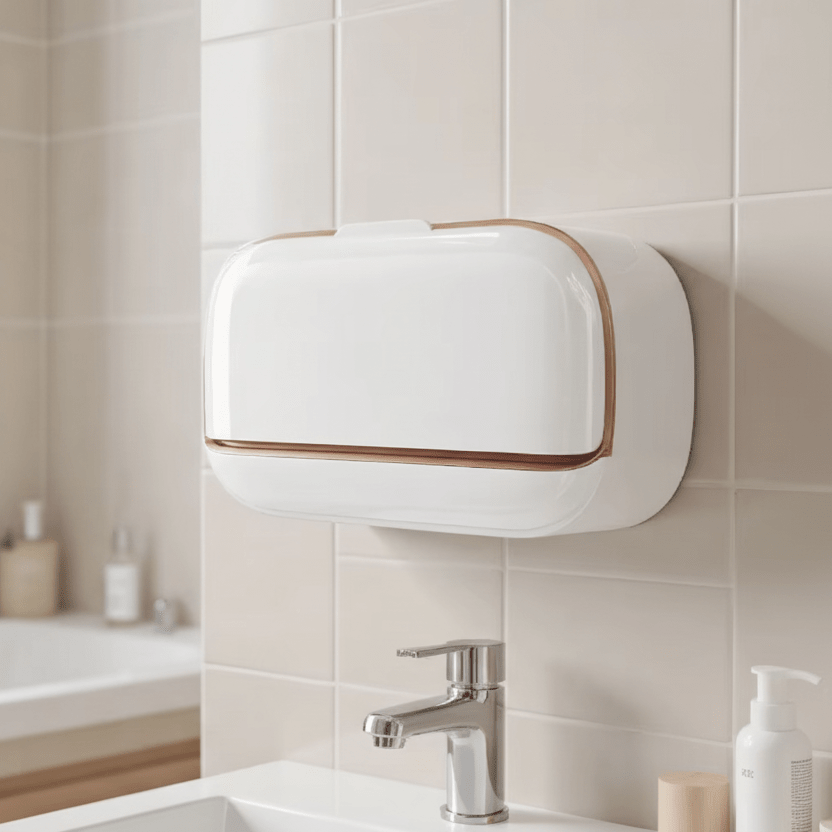 Sæbeholder – Hvid ABS, Moderne Design til Badeværelse eller Køkken