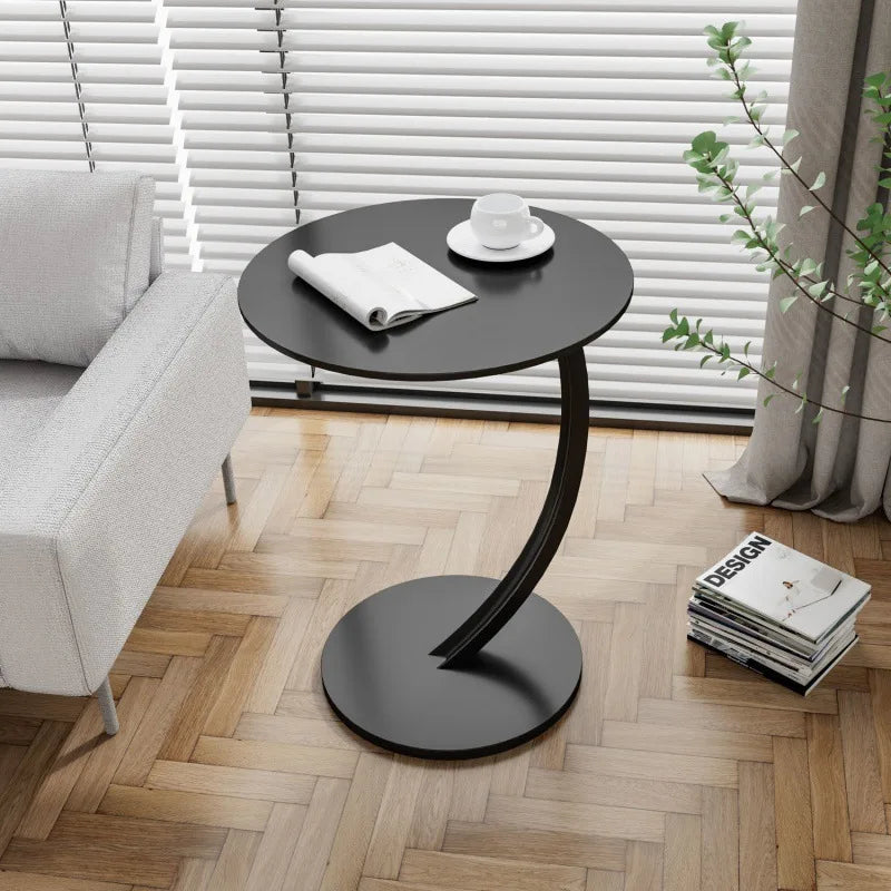 Round Side Table – Wood and Steel, Modern Design for Living Room or Bedroom