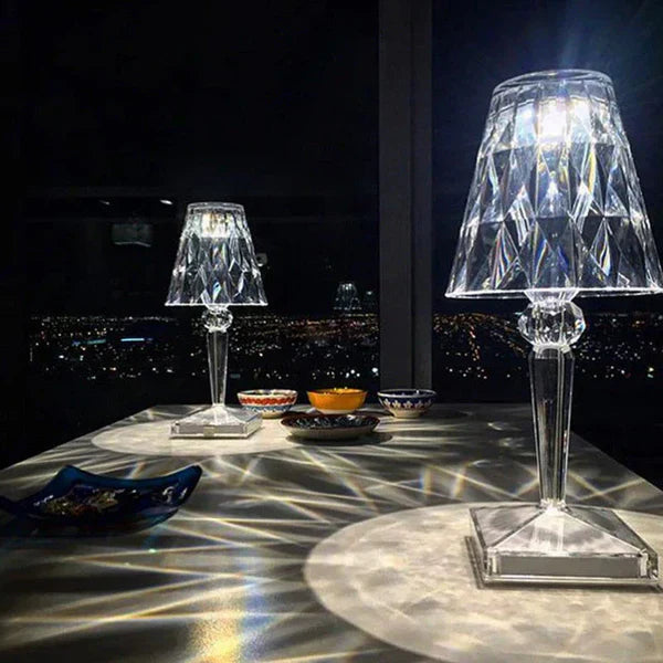 Kristallen Bordlampe – Glinsende Akryl, Elegant Design til Stue eller Soveværelse