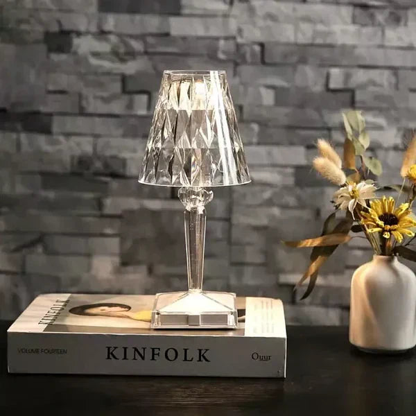 Kristallen Bordlampe – Glinsende Akryl, Elegant Design til Stue eller Soveværelse