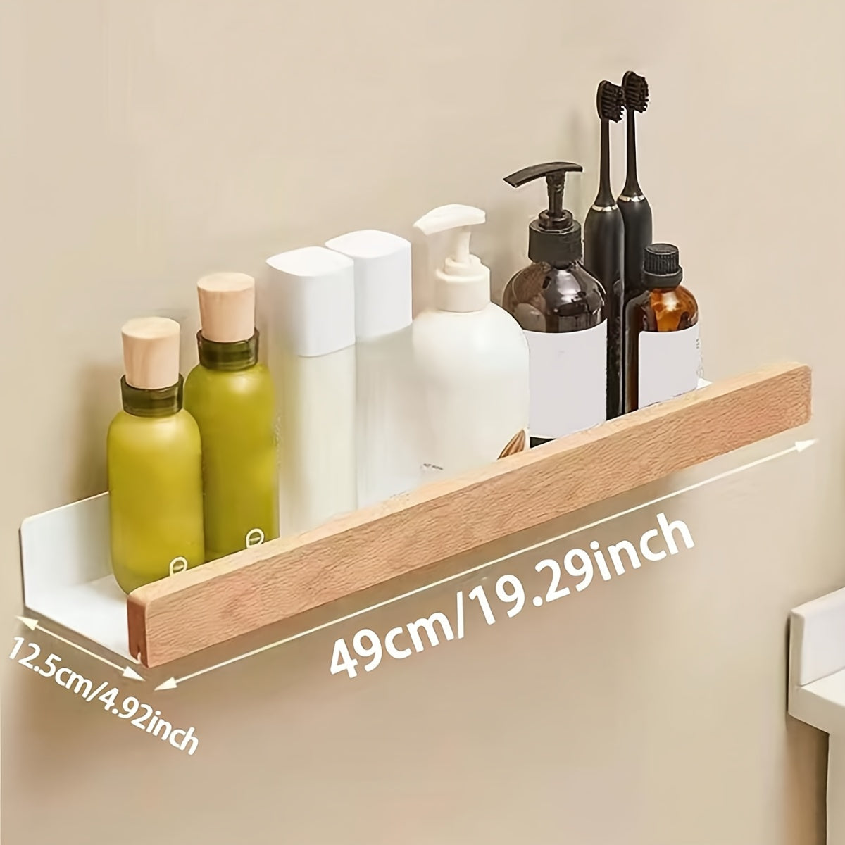 Badkamerplank – Smeedijzer, modern, boorvrije plank voor shampoo en cosmetica