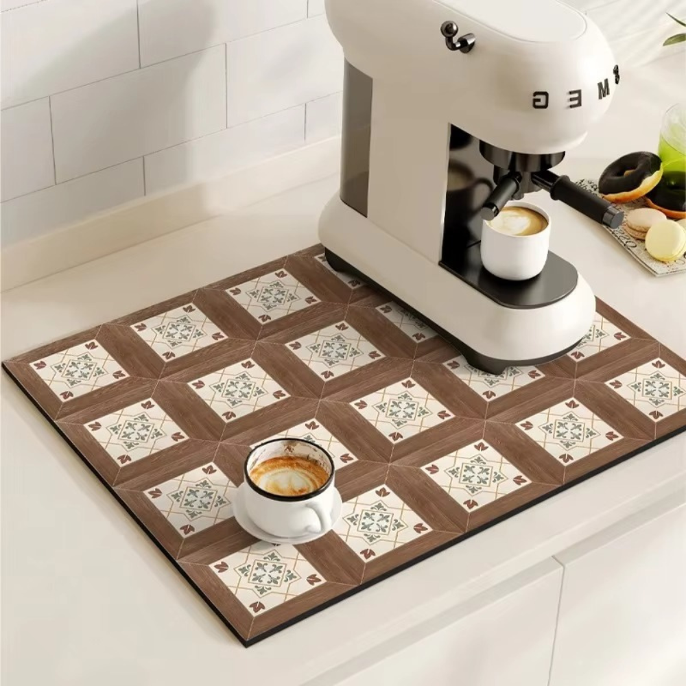 Absorberende keukenmat – retro tegeldesign in diverse kleuren voor de koffiehoek of de afwasruimte