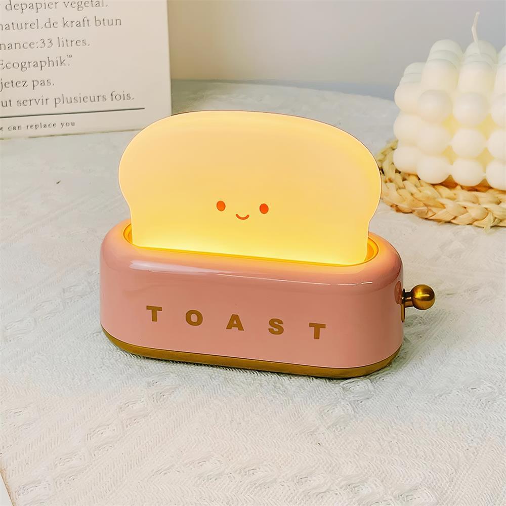Toaster Nattelys – Metal og Akryl, Varm Hvid til Soveværelse eller Studenterbolig Dekoration