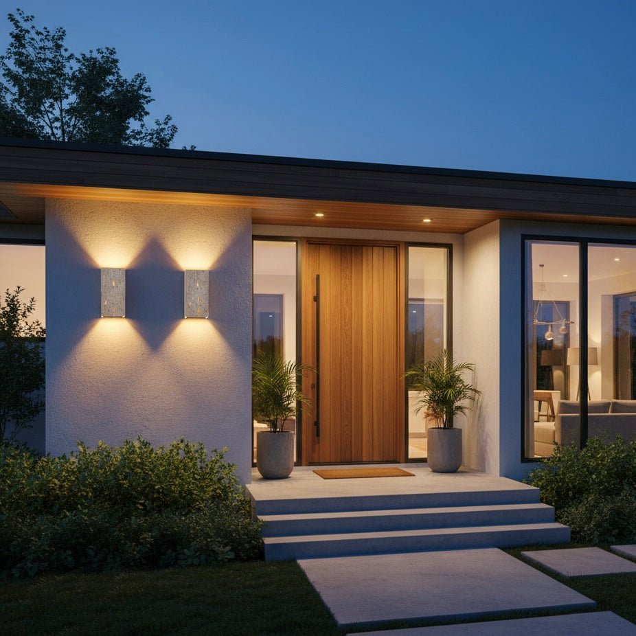 Buitenwandlamp – Geel travertijn, modern design voor terras, balkon of hal