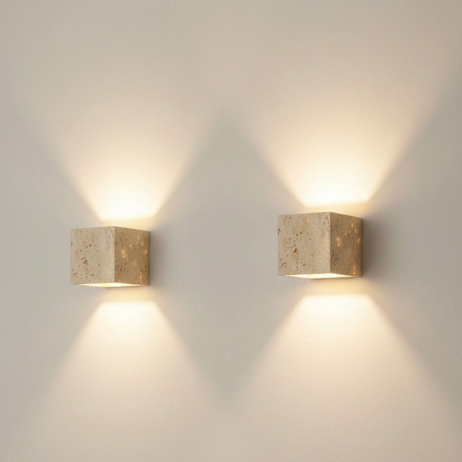 Buitenwandlamp – Geel travertijn, modern design voor terras, balkon of hal