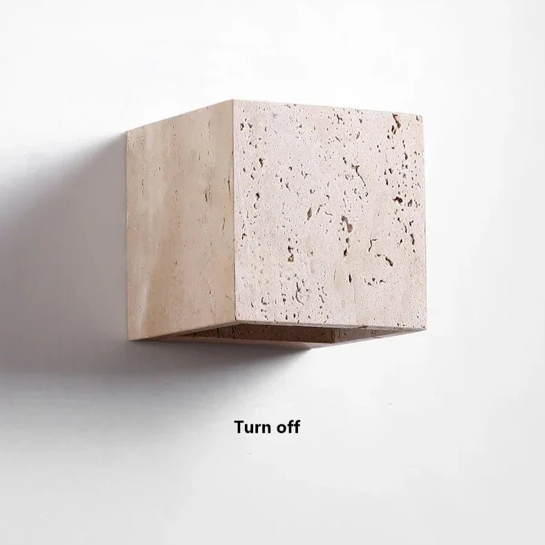 Buitenwandlamp – Geel travertijn, modern design voor terras, balkon of hal