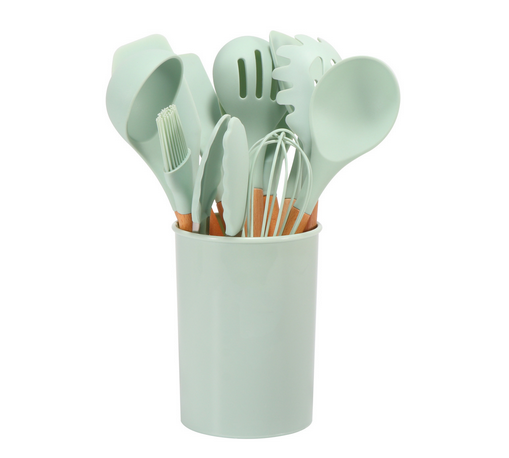 Silicone Kitchen Utensil Set – BPA-free, Heat Resistant with Bamboo Handle for Easy Cooking on the Baking Sheet