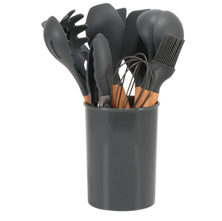 Silicone Kitchen Utensil Set – BPA-free, Heat Resistant with Bamboo Handle for Easy Cooking on the Baking Sheet