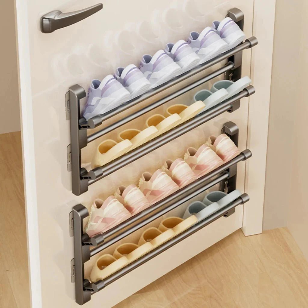 Wall-Mounted Shoe Rack – Clear Plastic with Drainage System for the Bathroom, Hallway, or Laundry Room