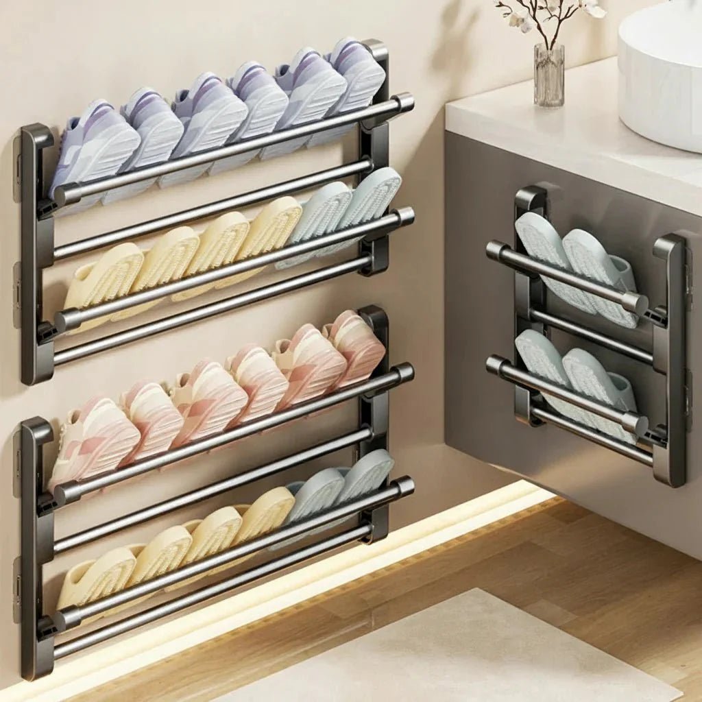 Wall-Mounted Shoe Rack – Clear Plastic with Drainage System for the Bathroom, Hallway, or Laundry Room