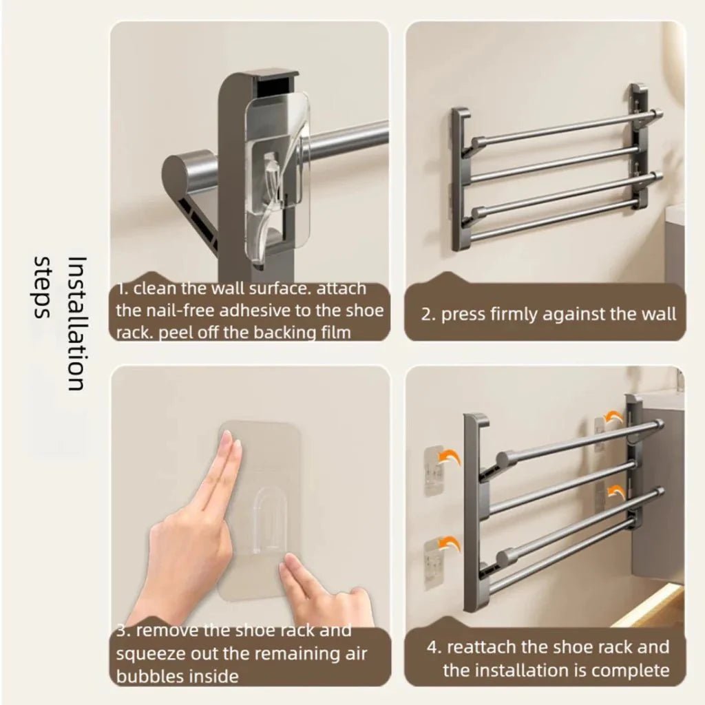 Wall-Mounted Shoe Rack – Clear Plastic with Drainage System for the Bathroom, Hallway, or Laundry Room