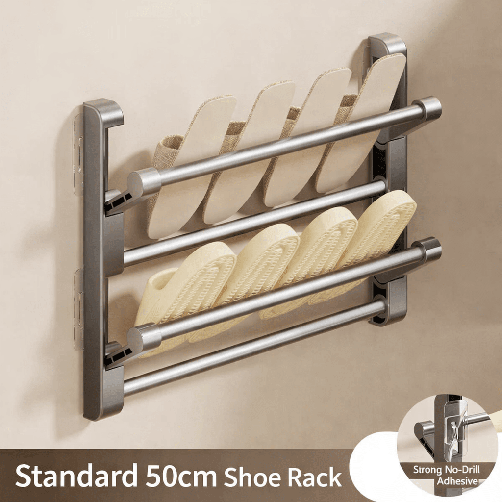 Wall-Mounted Shoe Rack – Clear Plastic with Drainage System for the Bathroom, Hallway, or Laundry Room