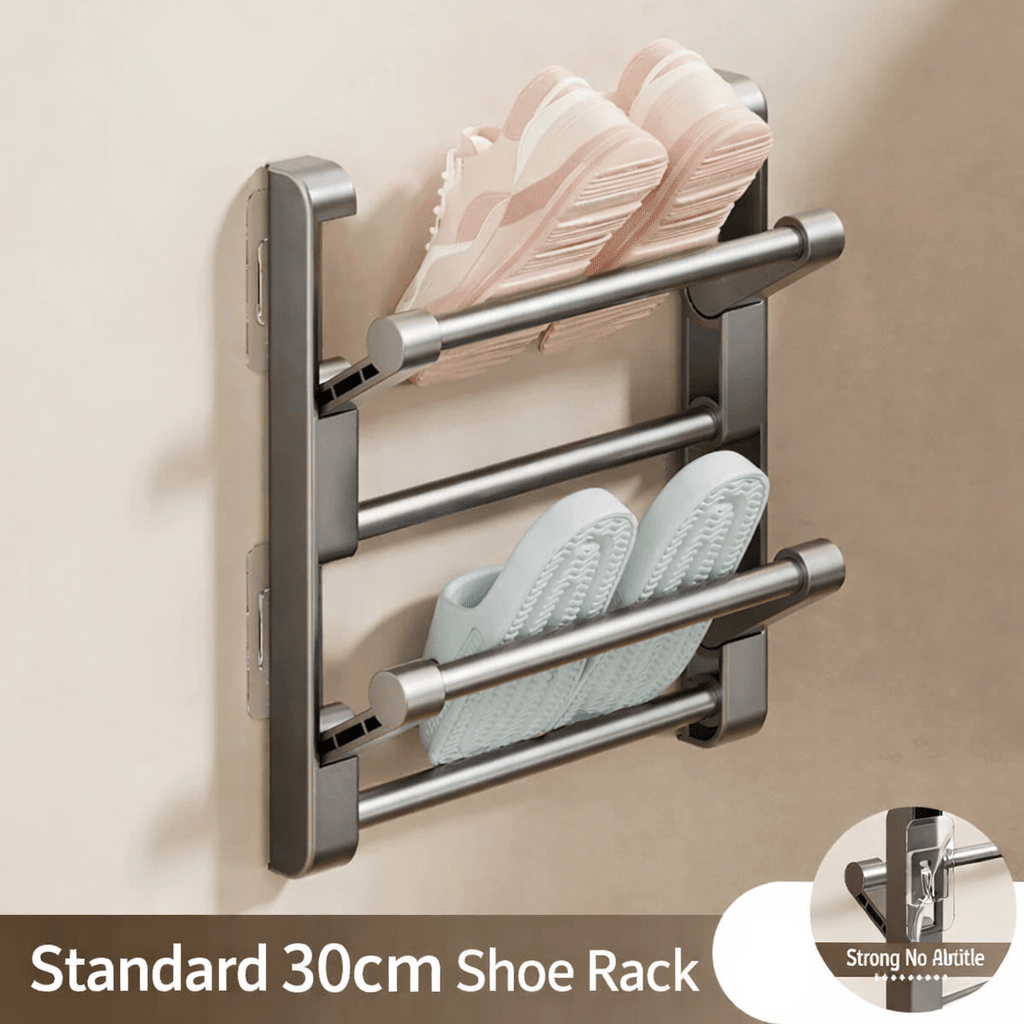Wall-Mounted Shoe Rack – Clear Plastic with Drainage System for the Bathroom, Hallway, or Laundry Room