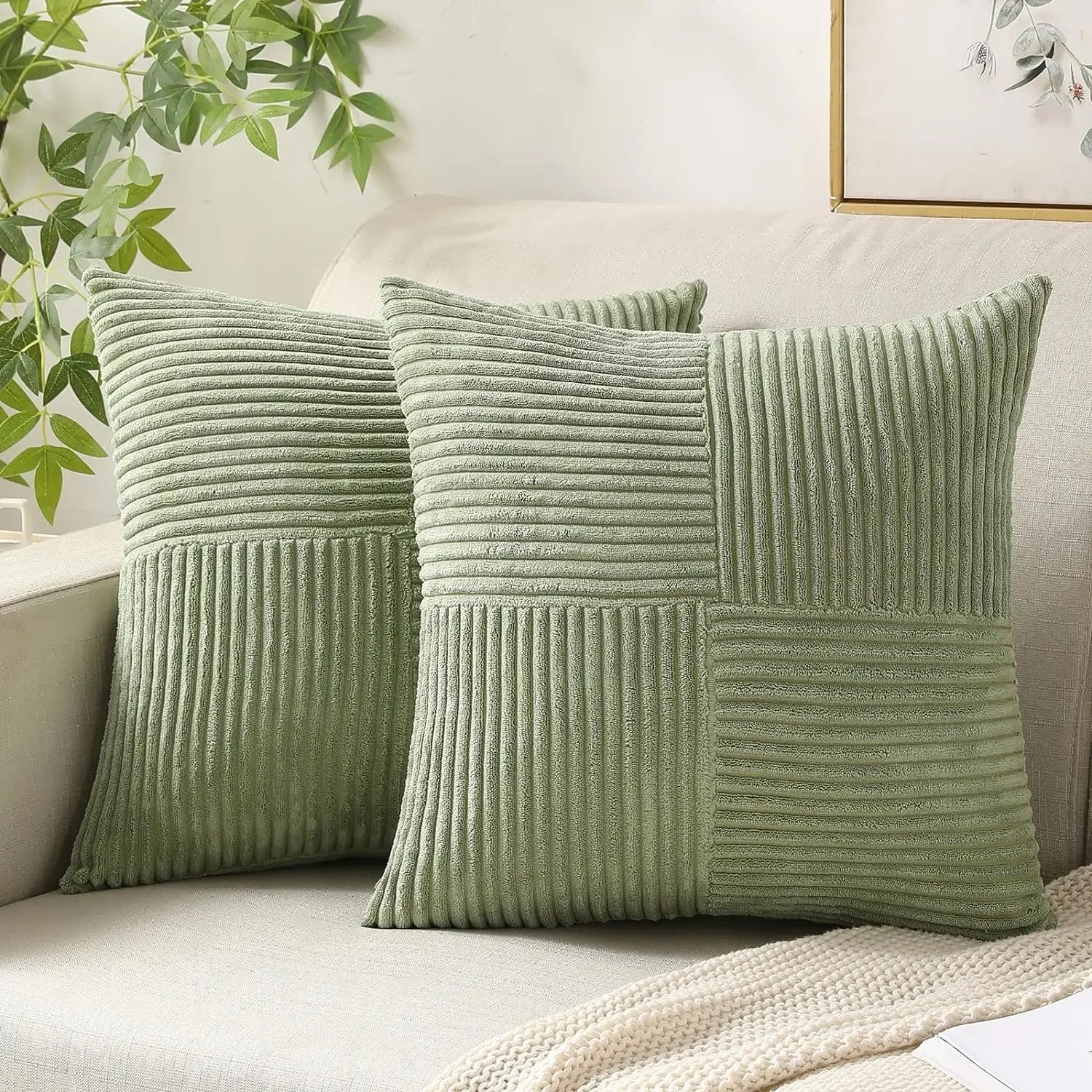 Corduroy Pude Sæt – Blød Beige, Tidøst Design til Stue eller Soveværelse