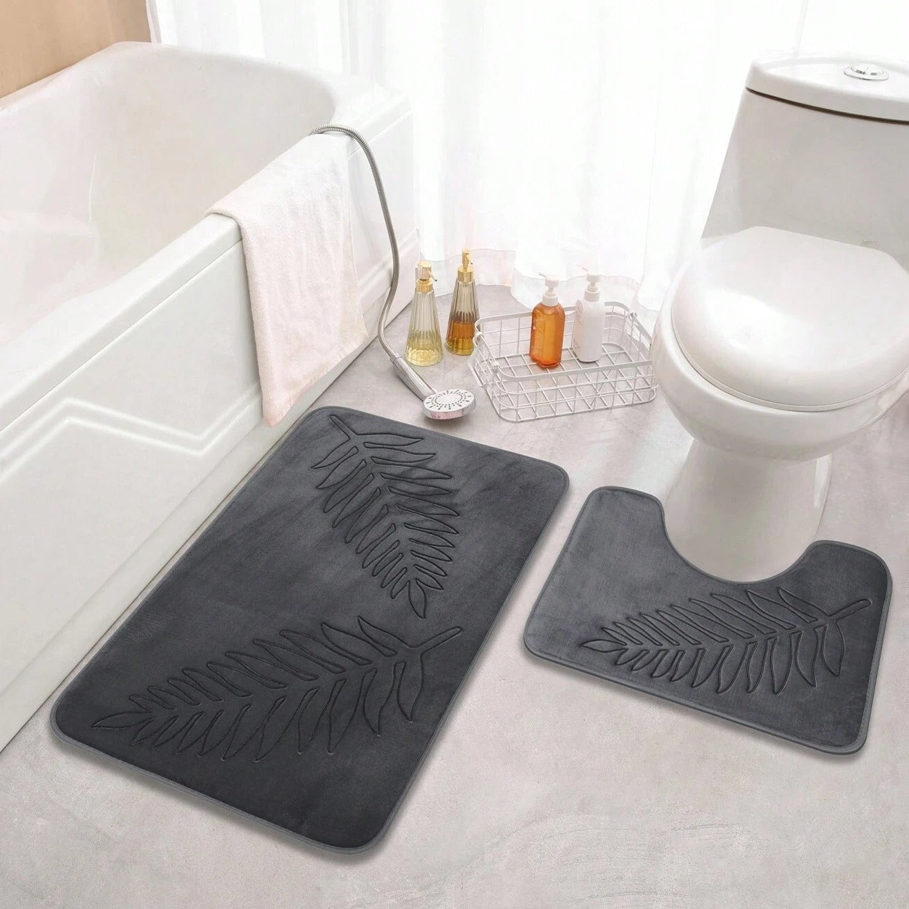 The Bathtub Set – Lush Leaf, Soft Memory Foam in Green for Luxury Bathroom Decor