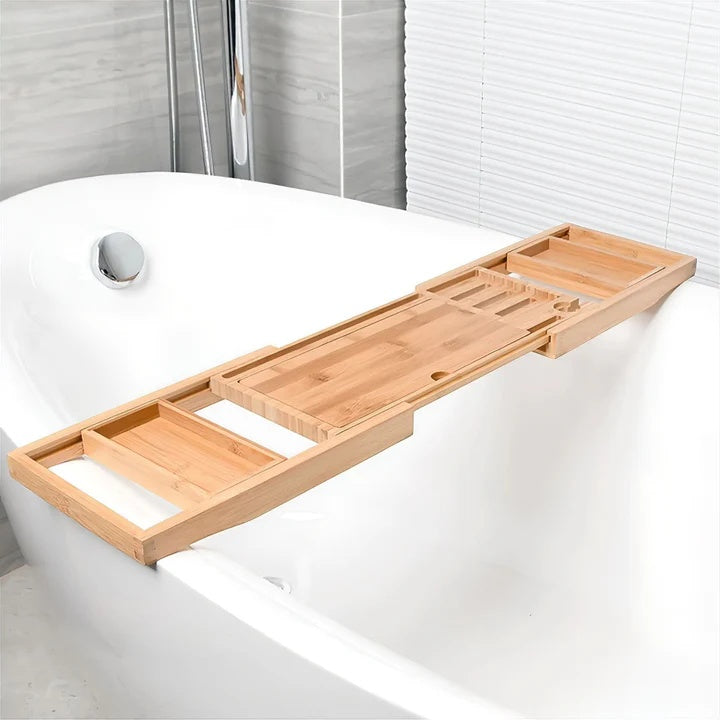 Bamboo Badekar Caddy – Udvidelig, Naturligt Træ til Luksuriøs Badeoplevelse derhjemme