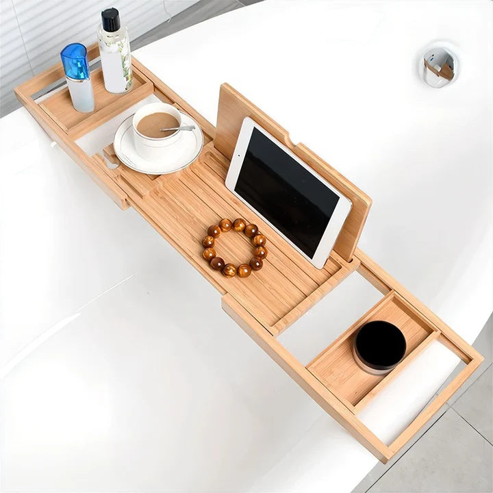 Bamboo Badekar Caddy – Udvidelig, Naturligt Træ til Luksuriøs Badeoplevelse derhjemme