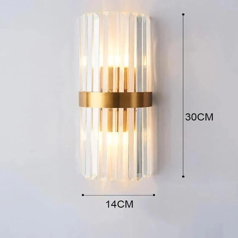 Modern Wall Lamp – Black and Gold, Crystal Lighting for Living Room or Bedroom