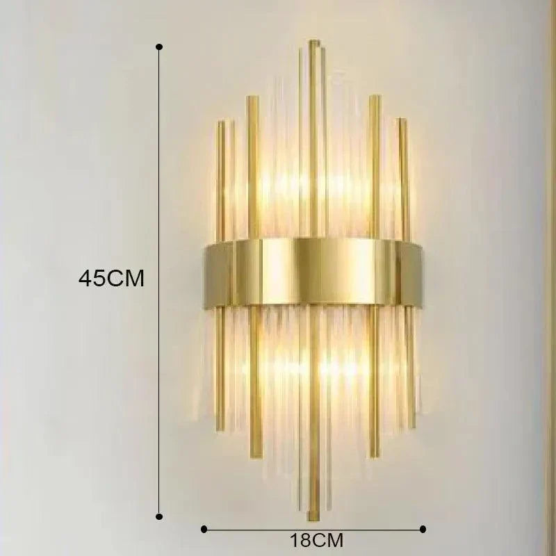 Modern Wall Lamp – Black and Gold, Crystal Lighting for Living Room or Bedroom