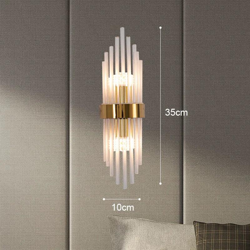 Modern Wall Lamp – Black and Gold, Crystal Lighting for Living Room or Bedroom