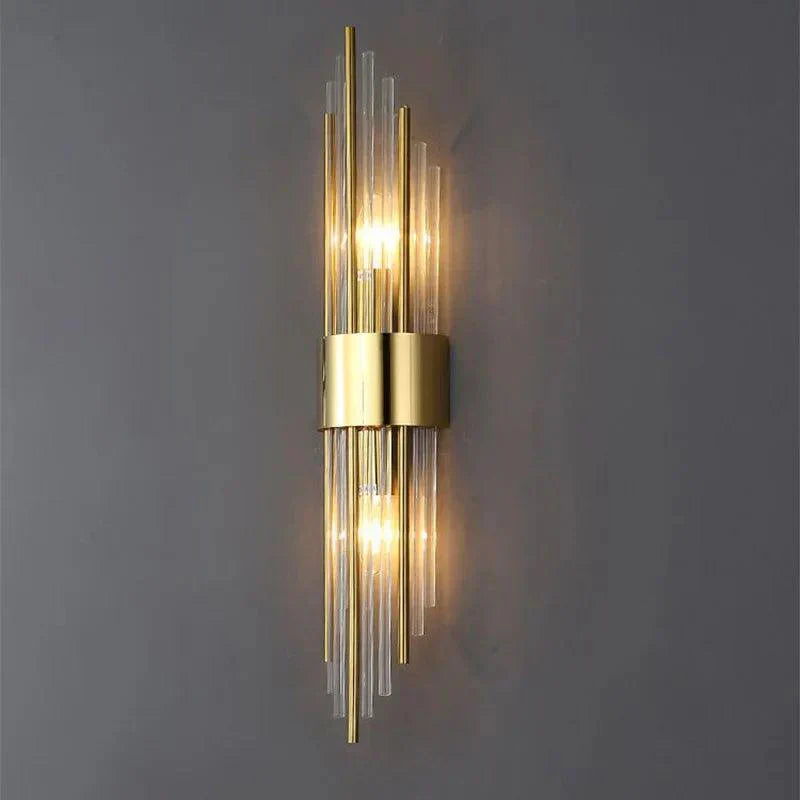 Modern Wall Lamp – Black and Gold, Crystal Lighting for Living Room or Bedroom