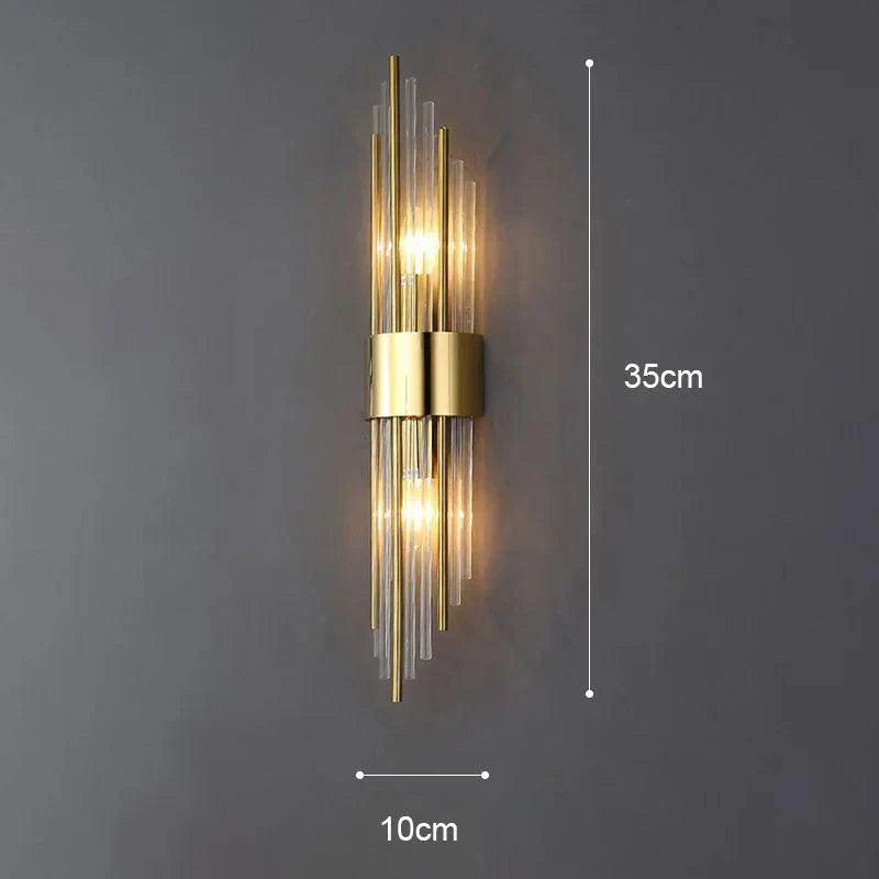Modern Wall Lamp – Black and Gold, Crystal Lighting for Living Room or Bedroom