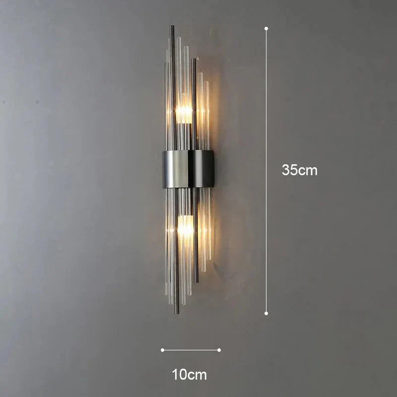 Modern Wall Lamp – Black and Gold, Crystal Lighting for Living Room or Bedroom