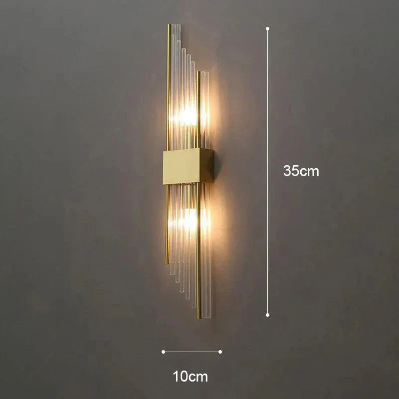 Modern Wall Lamp – Black and Gold, Crystal Lighting for Living Room or Bedroom