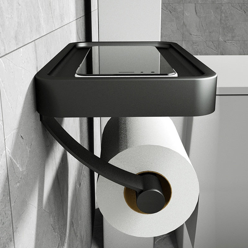 Toilet paper holder with storage compartment – stainless steel, simple design for bathroom or toilet