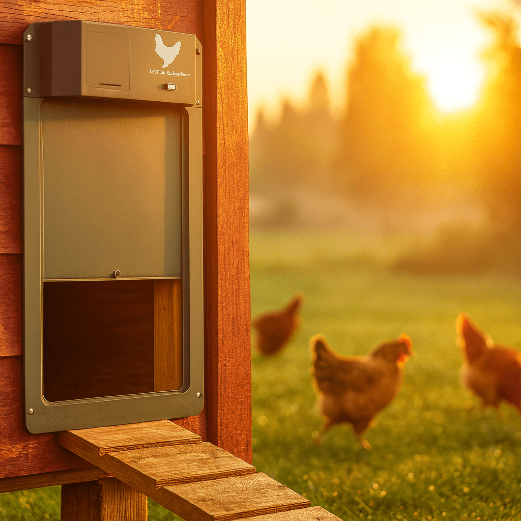 Automatic Chicken Coop Door – Weatherproof, Brown with Light Sensor for Secure Access to the Chicken Coop
