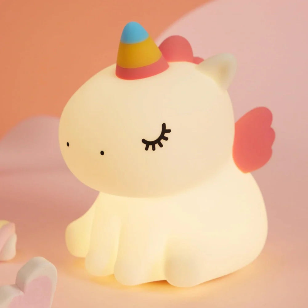 Squeeze Night Light – Animal Design, Warm White Light for Children's Room or Play Area