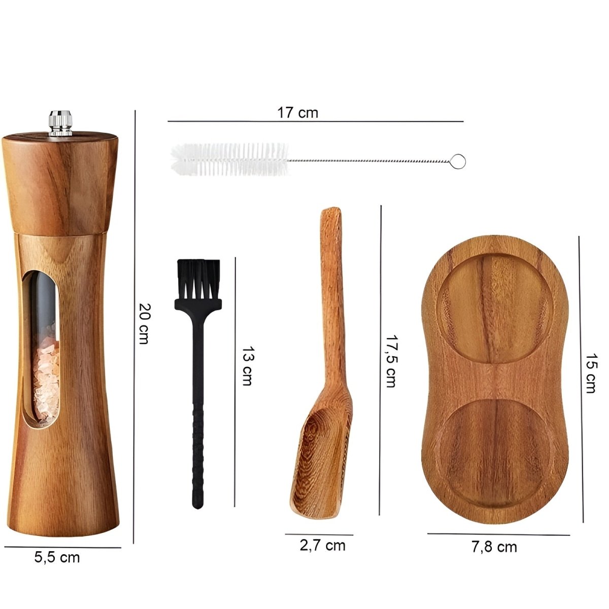 Wooden Pepper and Salt Mills – Elegant Finish with Adjustable Grind Settings for the Kitchen or Dining Table