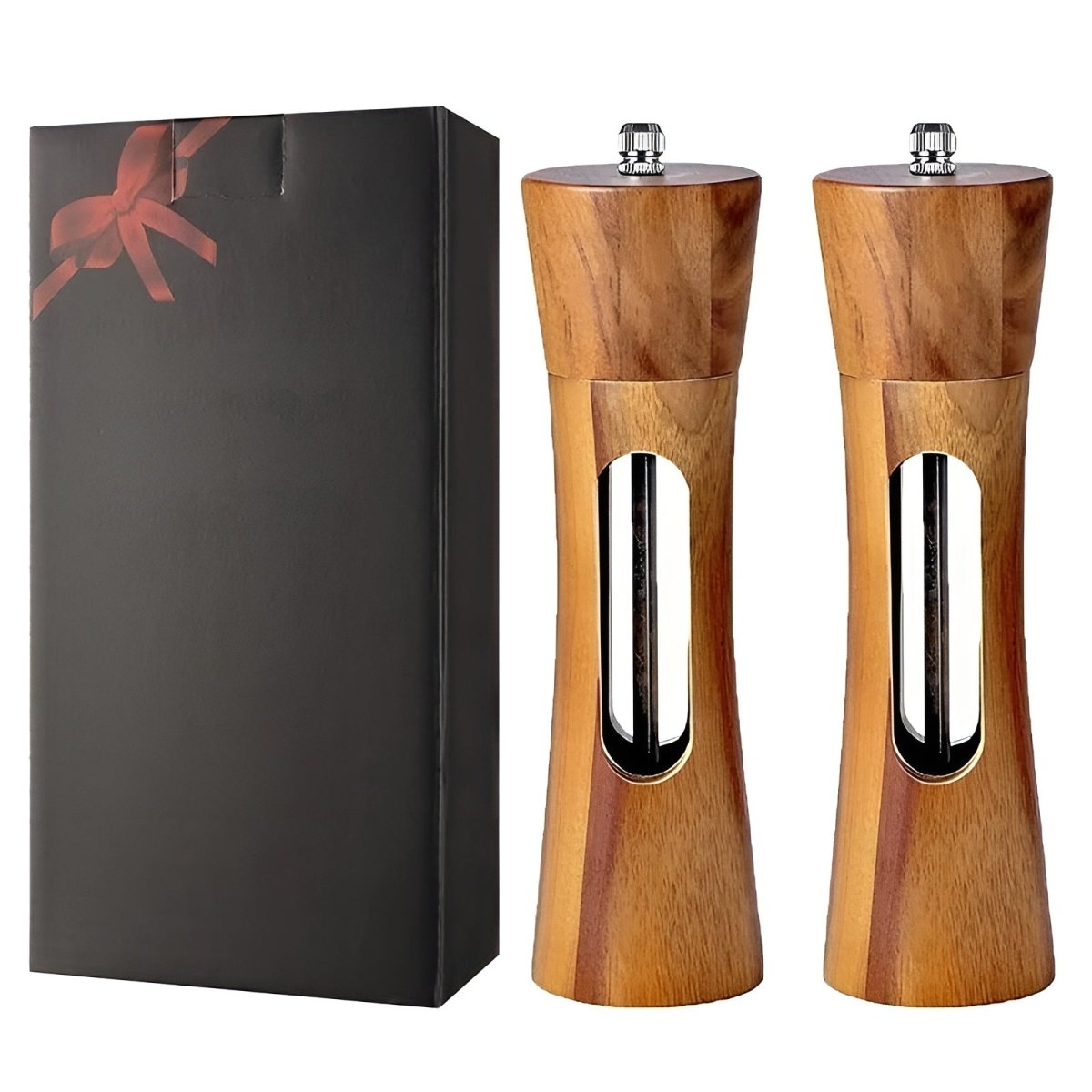 Wooden Pepper and Salt Mills – Elegant Finish with Adjustable Grind Settings for the Kitchen or Dining Table