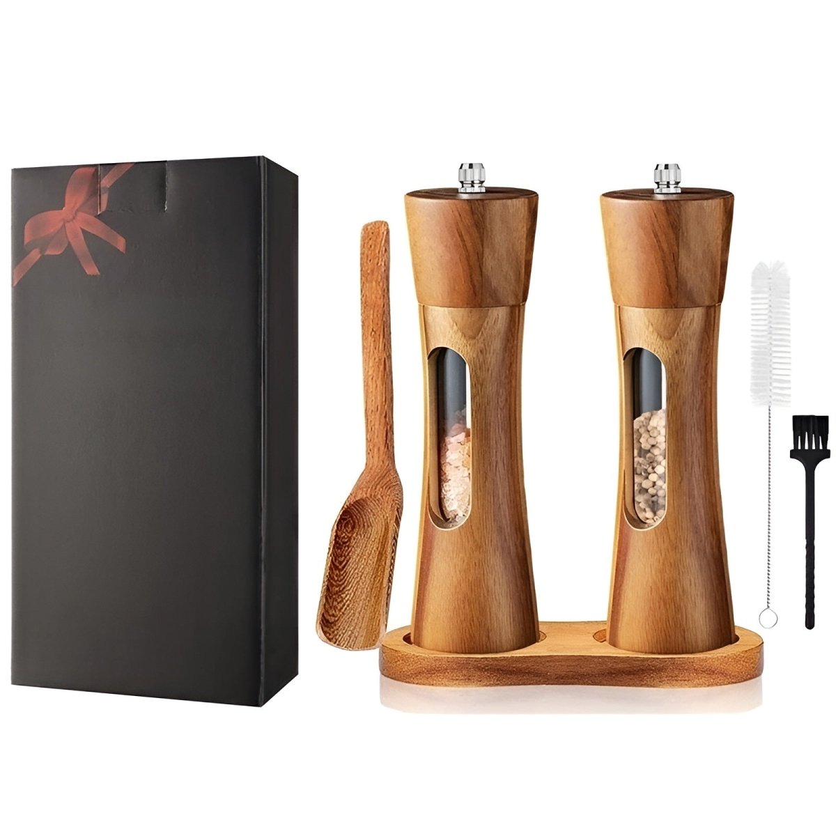 Wooden Pepper and Salt Mills – Elegant Finish with Adjustable Grind Settings for the Kitchen or Dining Table